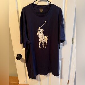 Polo by Ralph Lauren Dark Blue Tee with White Logo Men’s Size 2LT